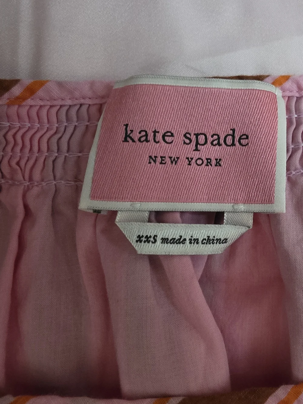 kate spade Pink and Brown Striped Midi Dress with Tie Waist and Ruffled Hem